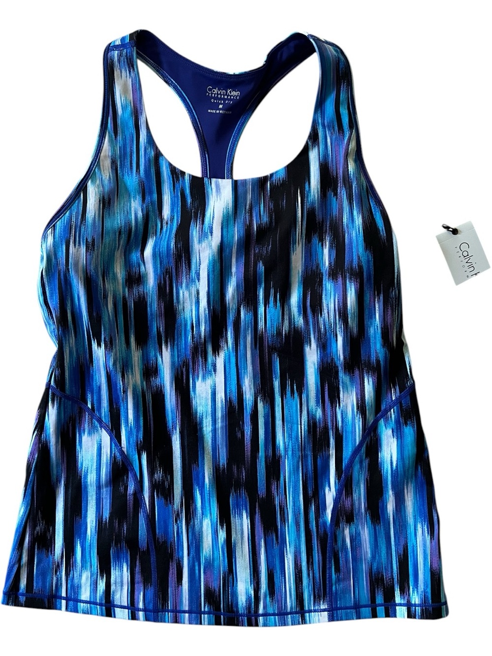 Calvin Klein Blue Black White Abstract Racerback Tank